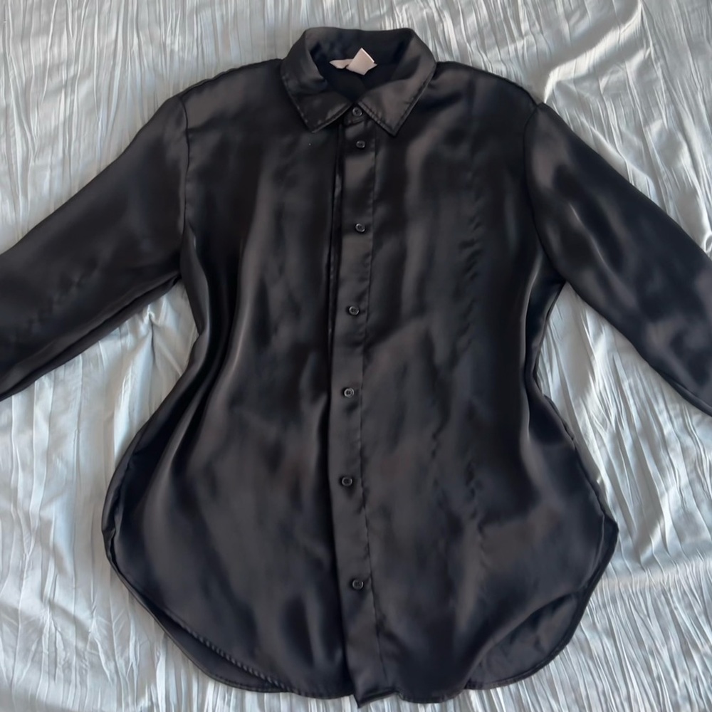 H&M Midnight Black Button-Up Blouse